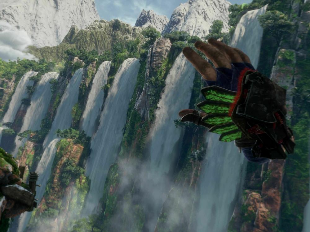 Scale fantastic scenery with disembodied hands in PS VR2's flagship launch game, <em>Horizon Call of the Mountain.</em>