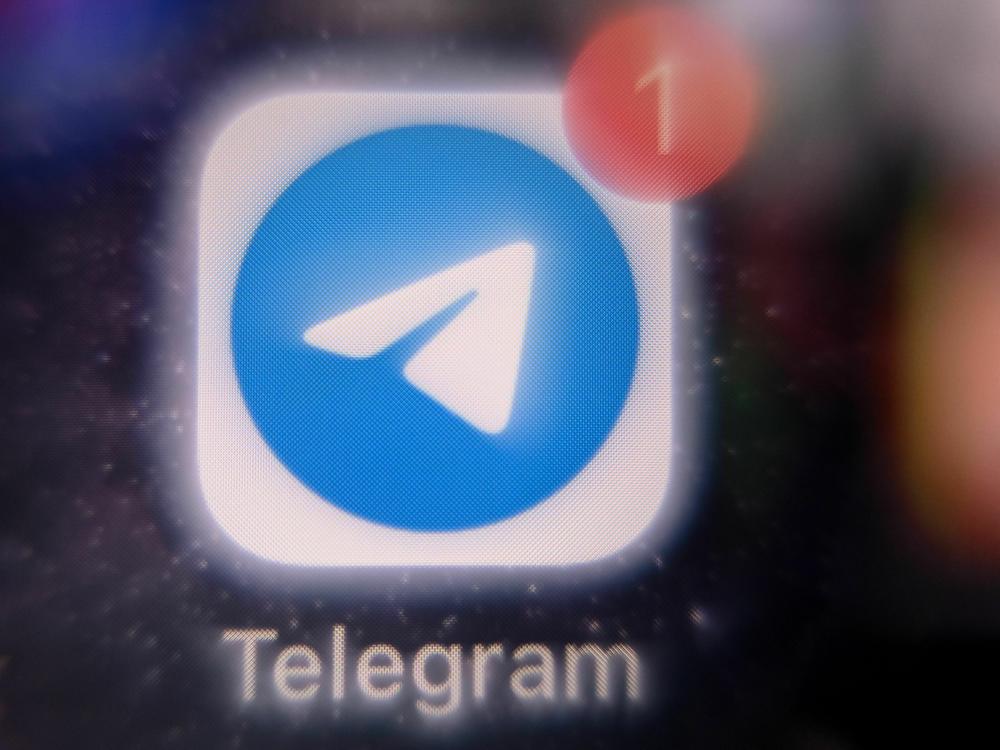This photo, taken on March 23, 2022, shows the mobile messaging and call service Telegram logo on a smartphone screen in Moscow.