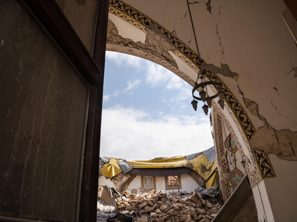 A view inside what was the dome of the historic Habib-i Najjar Mosque in Antakya.