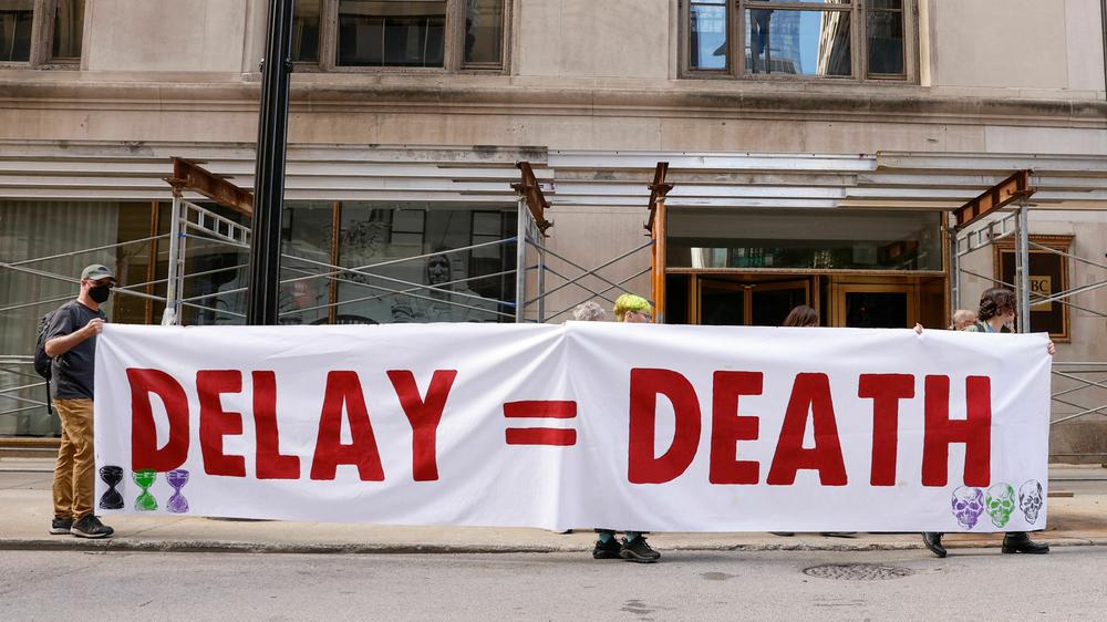 A climate activist protest during a 