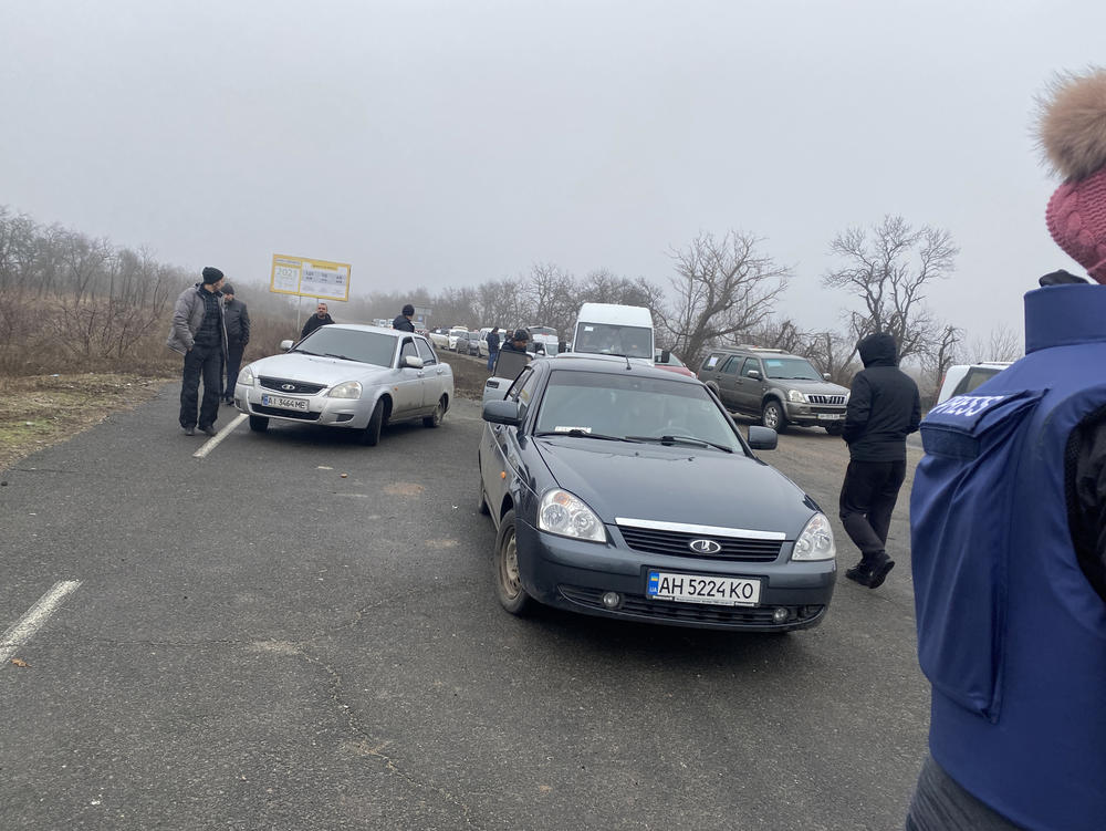 Our convoy regroups after going through the Russian front on March 2, 2022.
