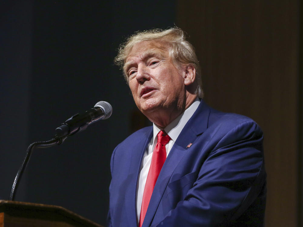 Former President Trump at the annual New Hampshire Republican State Committee meeting in January. Trump has promised to crack down on the Mexican cartels by instituting the death penalty for drug dealers and smugglers.