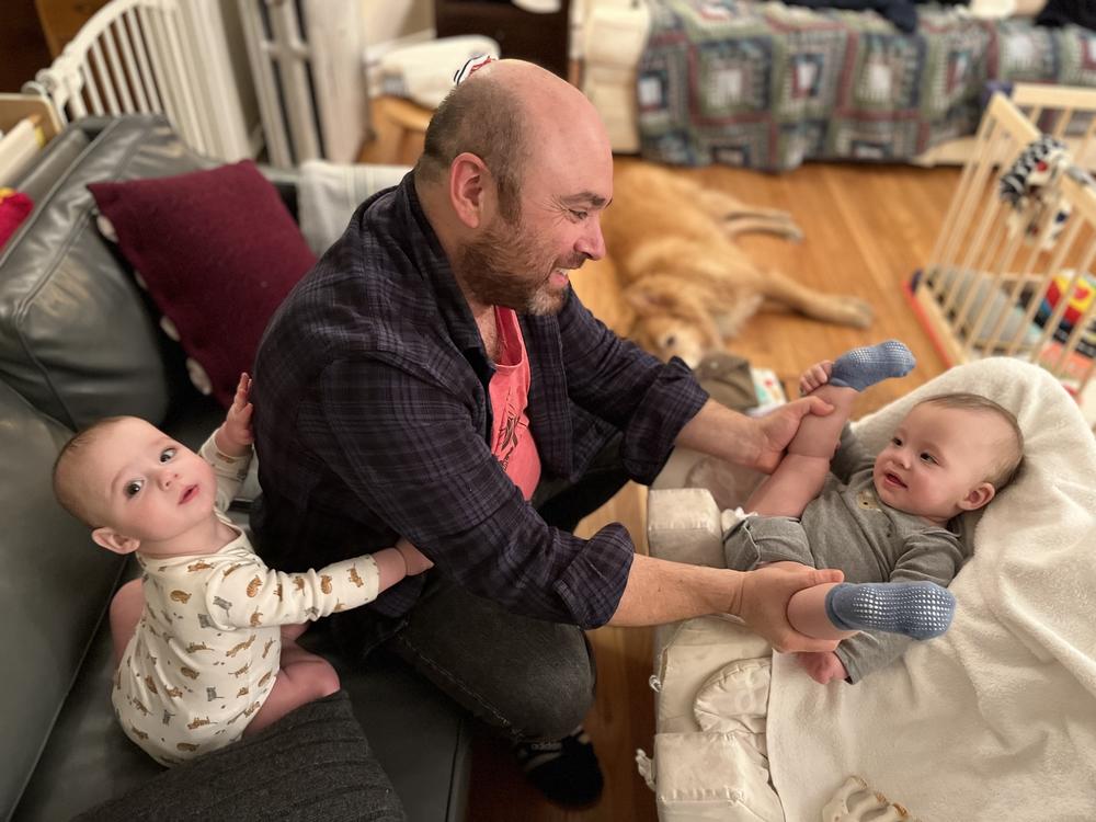 Alex with the twins.