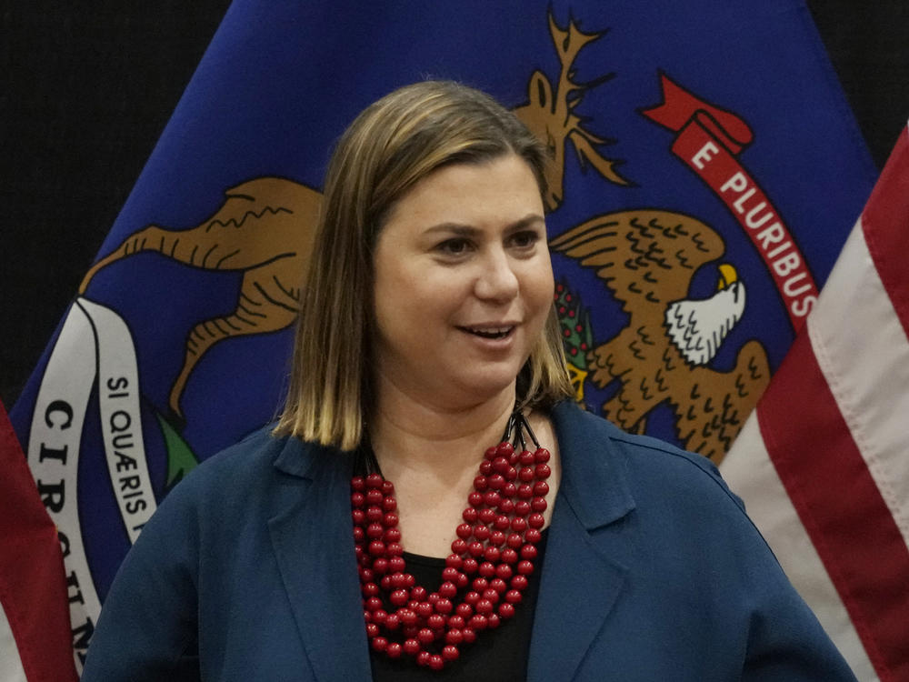 Michigan Rep. Elissa Slotkin, at a campaign rally in East Lansing, Mich., last November. Slotkin, who was reelected to a third term in the House in the 2022 midterms, announced Monday that she's running for the Senate in 2024.