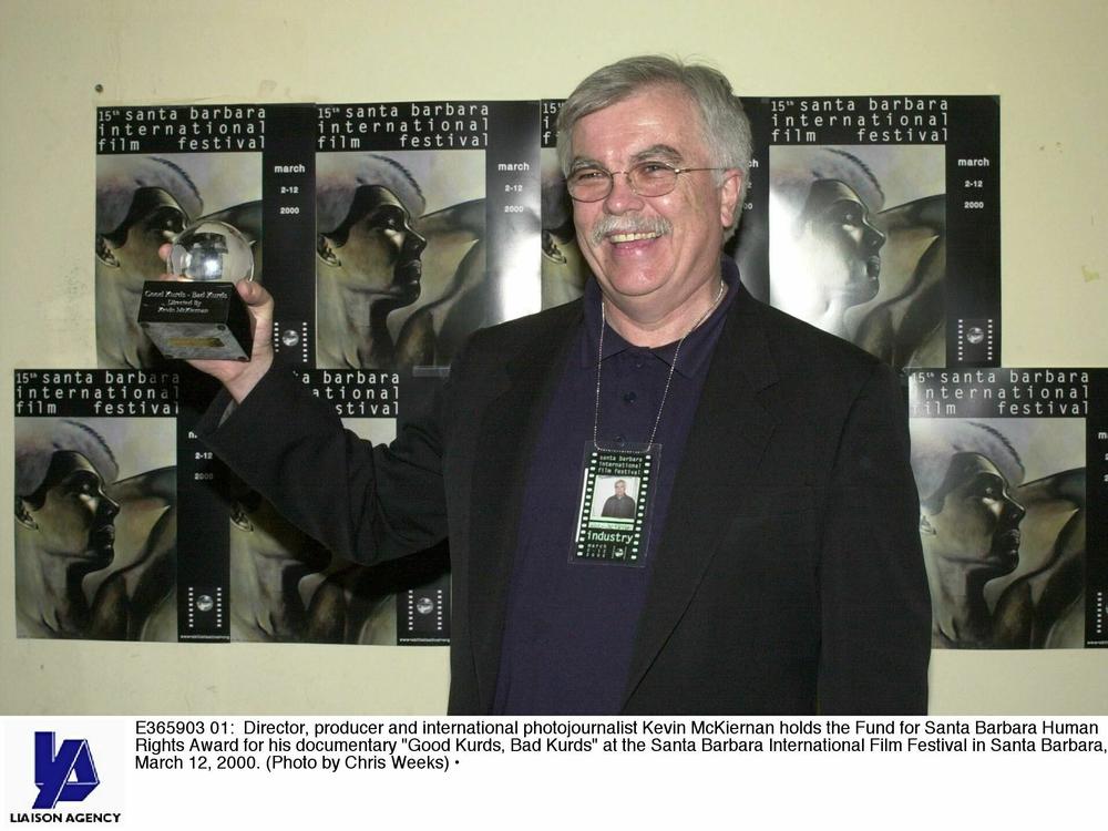 Journalist and filmmaker Kevin McKiernan, pictured winning the Santa Barbara Human Rights Award for his documentary 