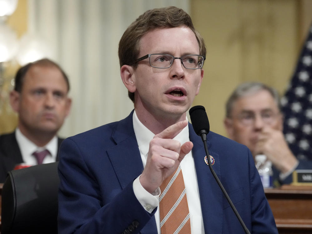 Rep. Dusty Johnson, R-S.D., questions witnesses at the House's U.S.-China hearing on Capitol Hill on Tuesday.