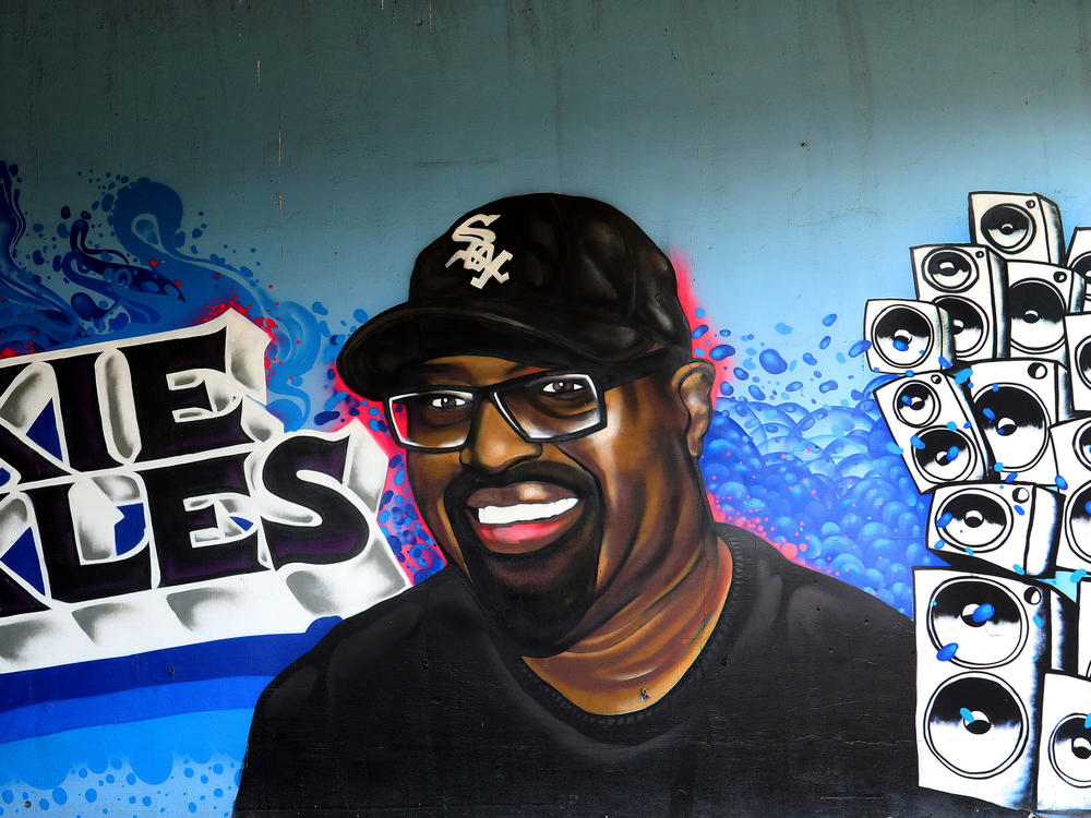 BBoy B, Flash, 38 Slugs and Skol's 'Frankie Knuckles' tribute mural is displayed in the Fulton Market neighborhood in Chicago, Illinois on July 6, 2019.