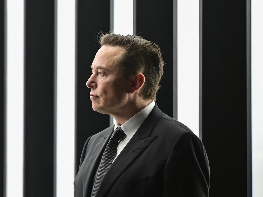 Tesla CEO Elon Musk is pictured as he attends the start of production at Tesla's 