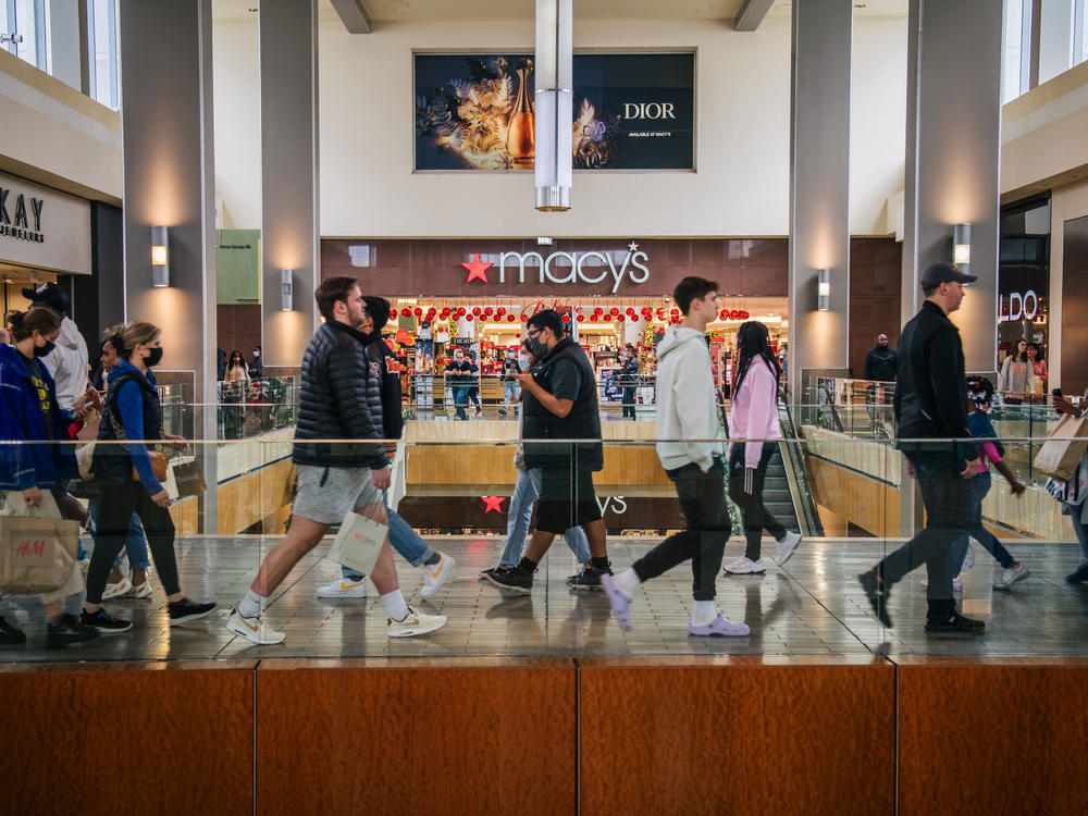 People shop at a mall in Houston.