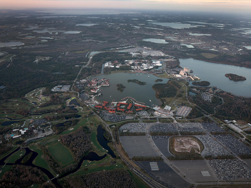 The Walt Disney World resorts and theme park are seen in an aerial view on Feb. 8. The board tasked with overseeing the special autonomous district will hold its first meeting this week.