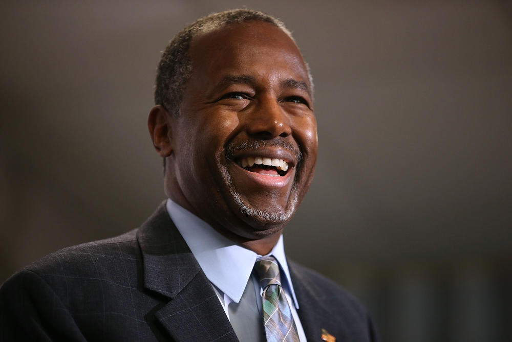 Republican presidential candidate Ben Carson speaks during a news conference before a campaign event at Colorado Christian University on Oct. 29, 2015, in Lakewood, Colo.