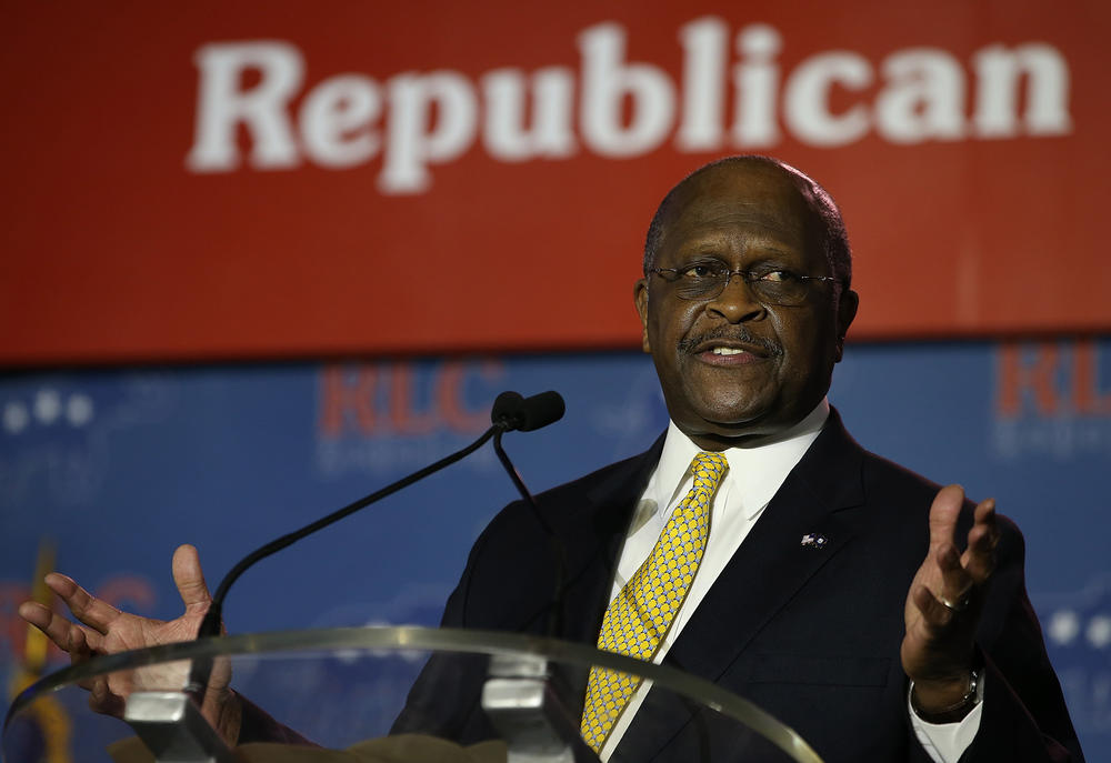 Herman Cain, former chairman and chief executive officer of Godfather's Pizza, speaks during the final day of the 2014 Republican Leadership Conference on May 31, 2014, in New Orleans, La.