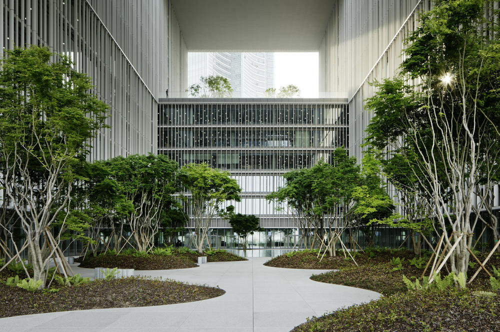 The central courtyard of the Amorepacific Headquarters in Seoul.