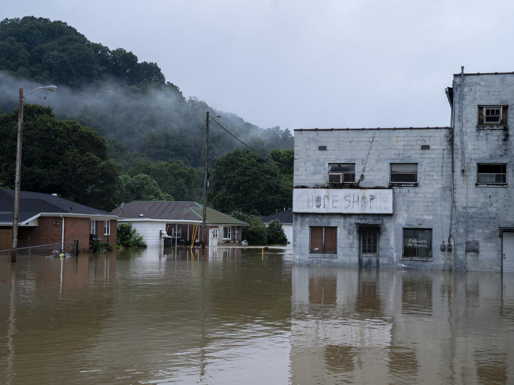 Flooding in downtown Jackson, Ky., on July 29, 2022.