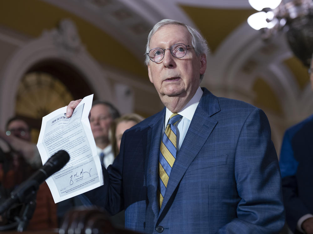 Senate Minority Leader Mitch McConnell, R-Ky., says he agrees with a letter by the Capitol Police chief as he speaks to reporters at the Capitol on Tuesday.