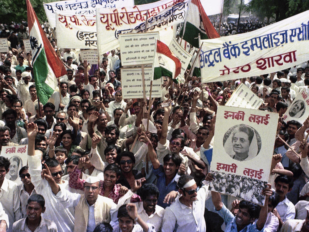 Demonstrators rallied outside Prime Minister Indira Gandhi's residence in New Delhi, June 14, 1975. Less than two weeks later, her government imposed a period of authoritarian rule called the 