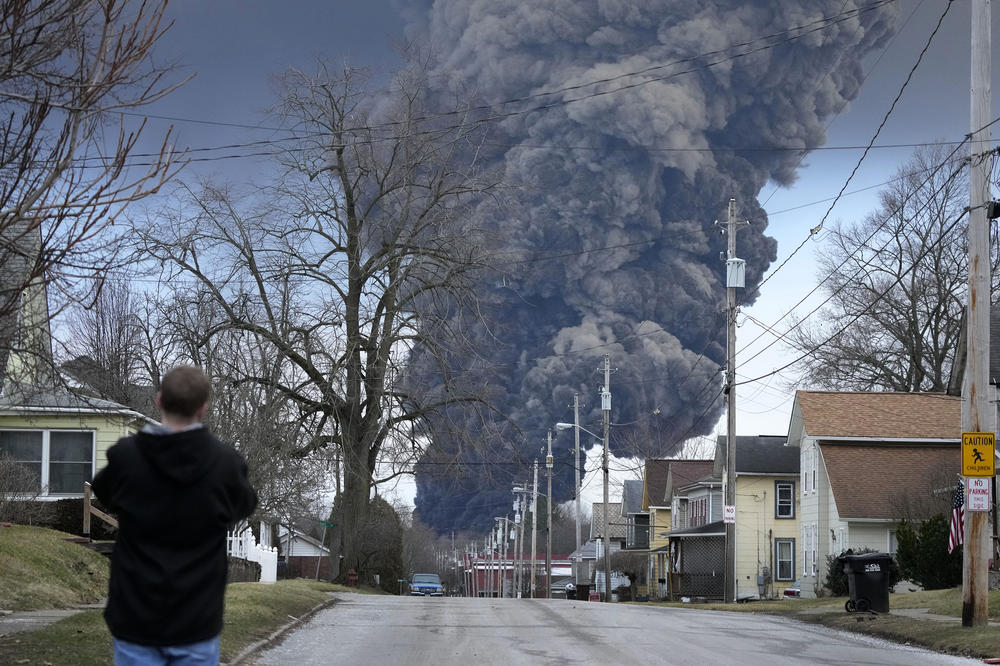 After a controlled detonation of a portion of the derailed Norfolk Southern train on Feb. 6., black plumes of toxic chemicals were released into the air.