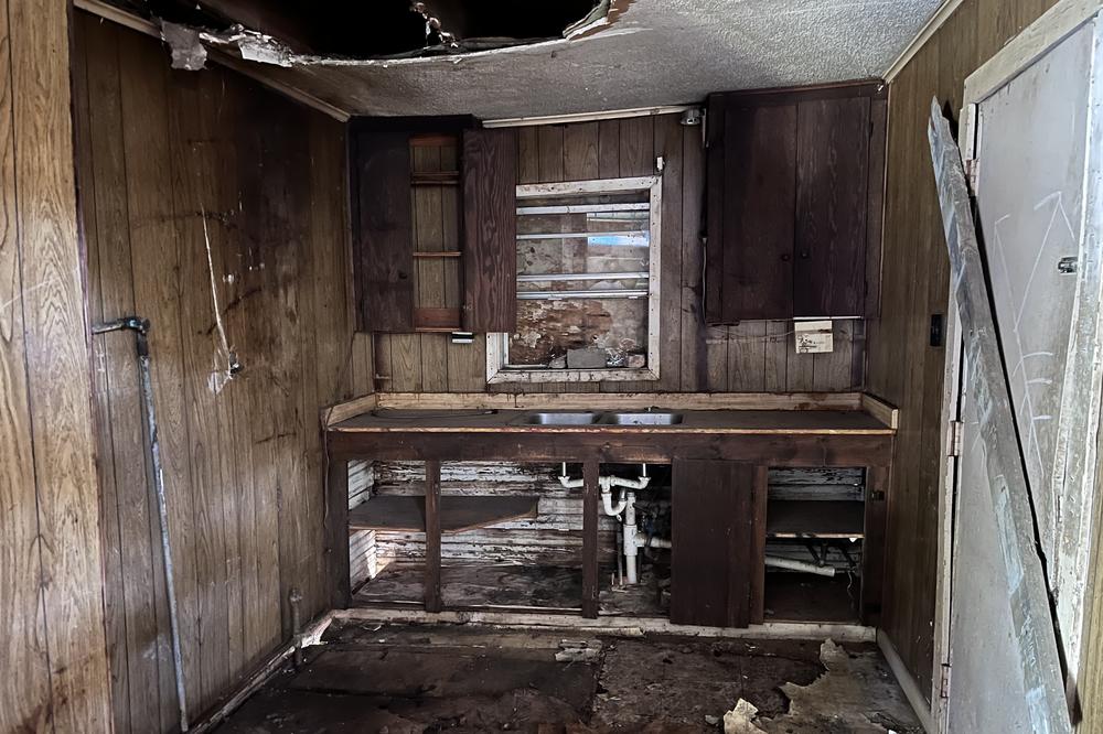 Inside the abandoned freedom house.