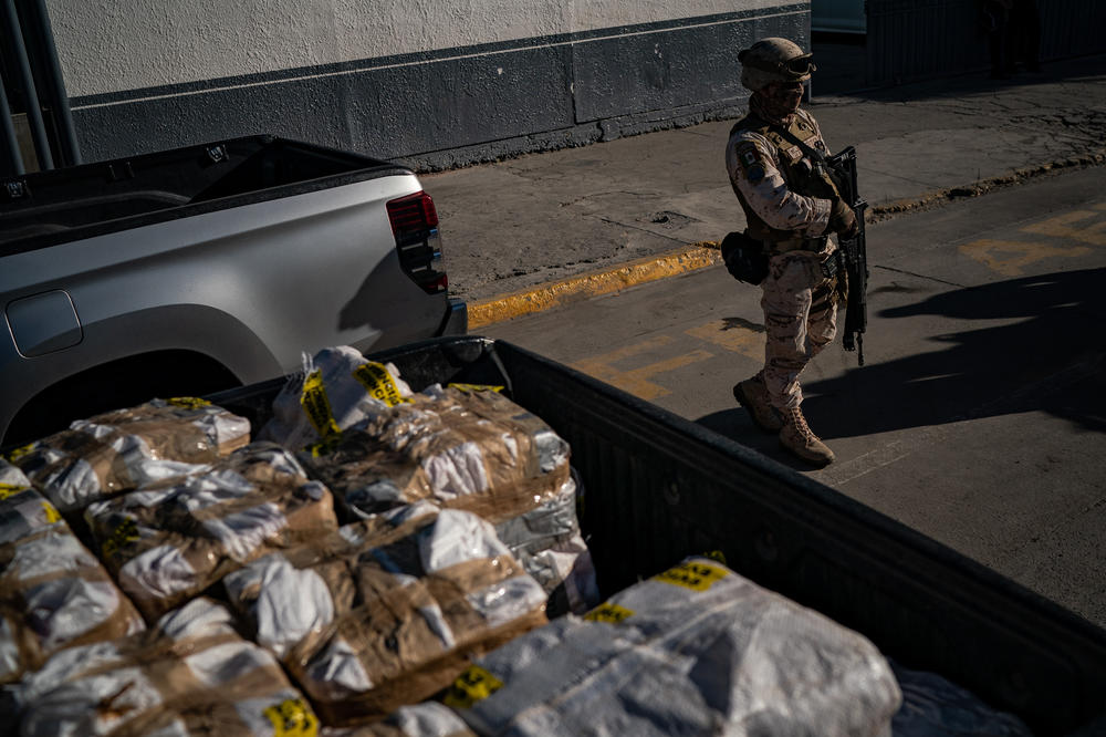 Hundreds of pounds of fentanyl and meth seized near Ensenada in October arrive for officials from Mexicos attorney generals office to be unloaded at their headquarter in Tijuana, Mexico, Tuesday, Oct. 18, 2022. No one was arrested in connection with the seizure.