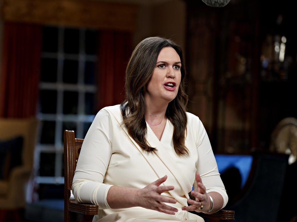 Arkansas Gov. Sarah Huckabee Sanders delivers the Republican response to President Biden's State of the Union address on Feb. 7 in Little Rock, Ark. Sanders signed a law this week making it easier to employ kids under 16.