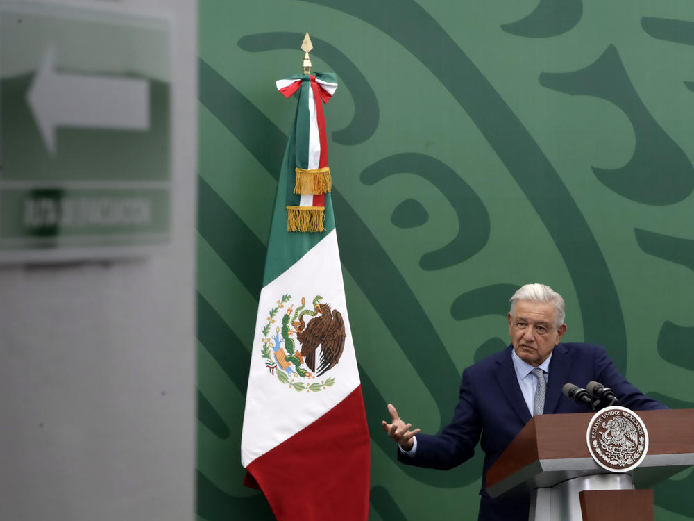 Mexican President Andres Manuel Lopez Obrador during the press conference at the Intelligence Center of the Secretary of Public Security and Citizen Protection in Mexico City on March 9.
