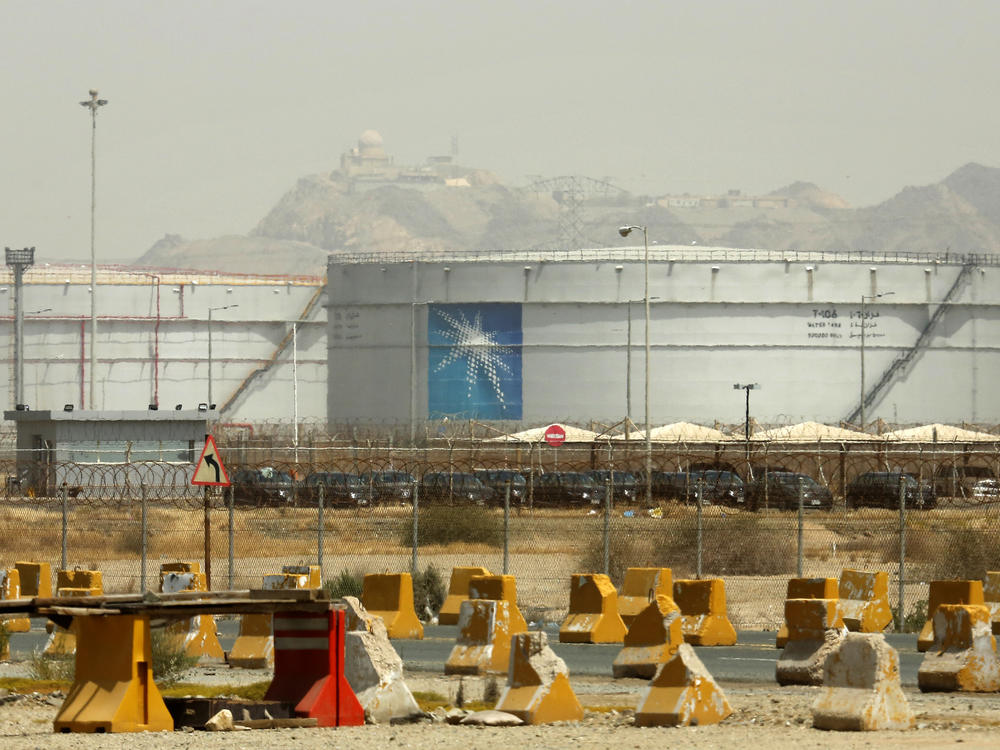 Storage tanks are seen at the North Jiddah bulk plant, an Aramco oil facility, in Jiddah, Saudi Arabia, on March 21, 2021. Oil giant Saudi Aramco said Sunday, March 12, 2023, it earned a $161 billion profit last year, attributing its earnings to higher crude oil prices.