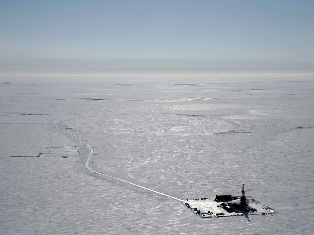 This 2019 aerial photo provided by ConocoPhillips shows an exploratory drilling camp at the proposed site of the Willow oil project on Alaska's North Slope. President Biden will prevent or limit oil drilling in 16 million acres of Alaska and the Arctic Ocean, an administration official said on Sunday.