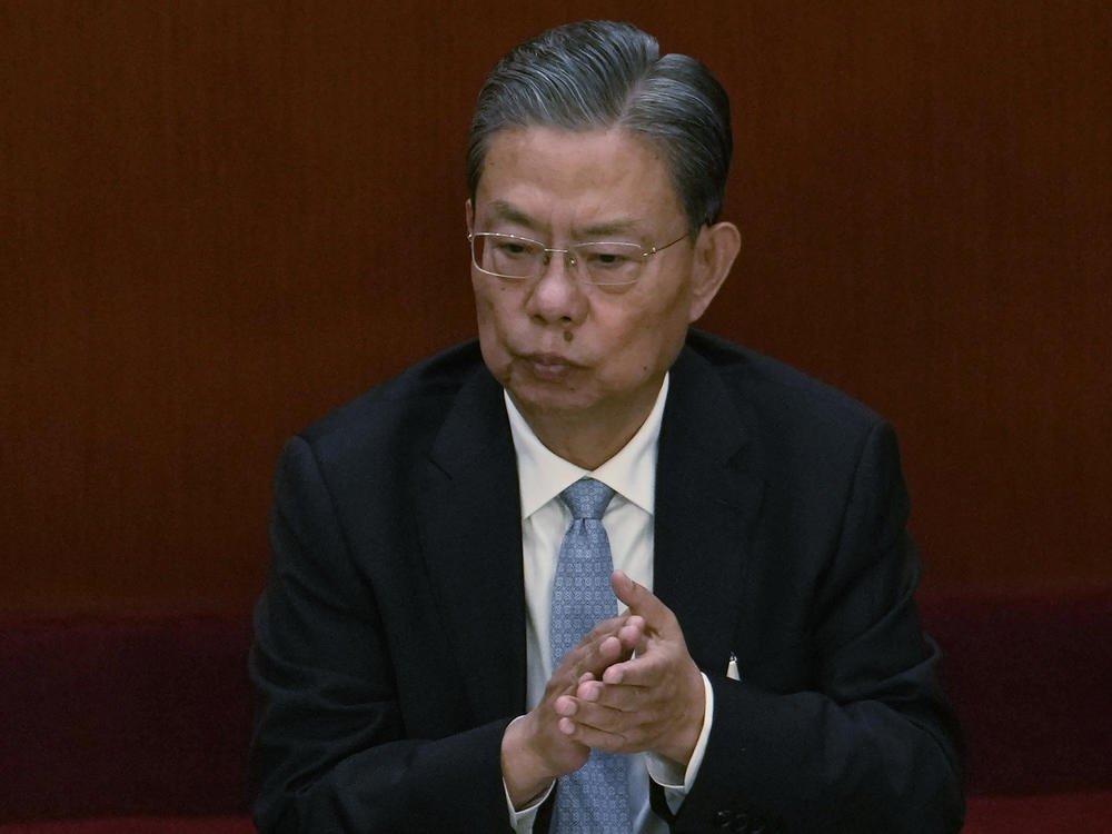 Politburo Standing Committee member Zhao Leji attends a session of China's National People's Congress (NPC) at the Great Hall of the People in Beijing, Tuesday, March 7, 2023. A holdover from the previous Politburo Standing Committee, Zhao Leji won Chinese leader Xi Jinping's trust as head of the party's anti-corruption watchdog, the Central Commission for Discipline Inspection.