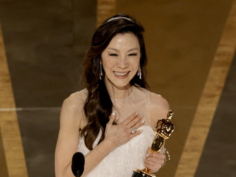 Michelle Yeoh accepts the best actress award for <em>Everything Everywhere All at Once</em> onstage during the 95th Annual Academy Awards at Dolby Theatre on March 12, 2023 in Hollywood, Calif.