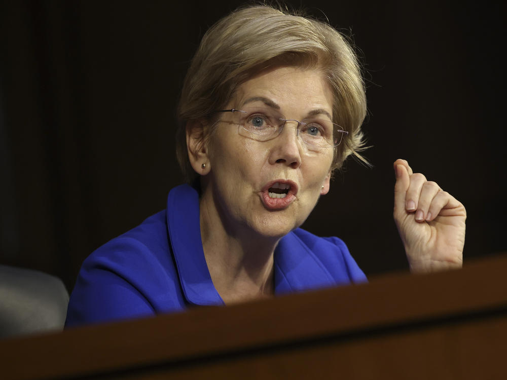 Sen. Elizabeth Warren questions Treasury Secretary Janet Yellen and Federal Reserve Chairman Powell during a Senate Banking, Housing and Urban Affairs Committee hearing on Sept. 28, 2021 in Washington, D.C.