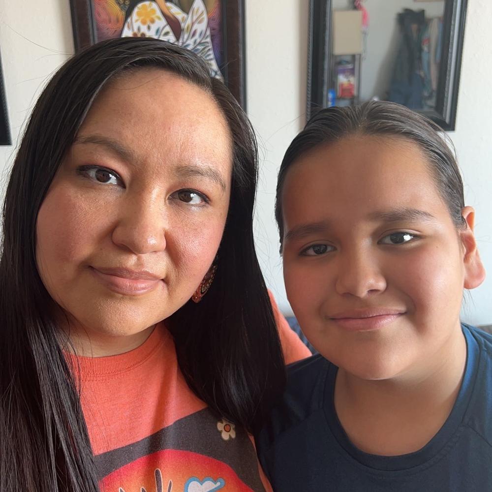 Cherona Jerome is an elementary school teacher at Turtle Mountain Elementary School in Belcourt, Washington. Her 10 year old son Talon is proud to grow his hair long.