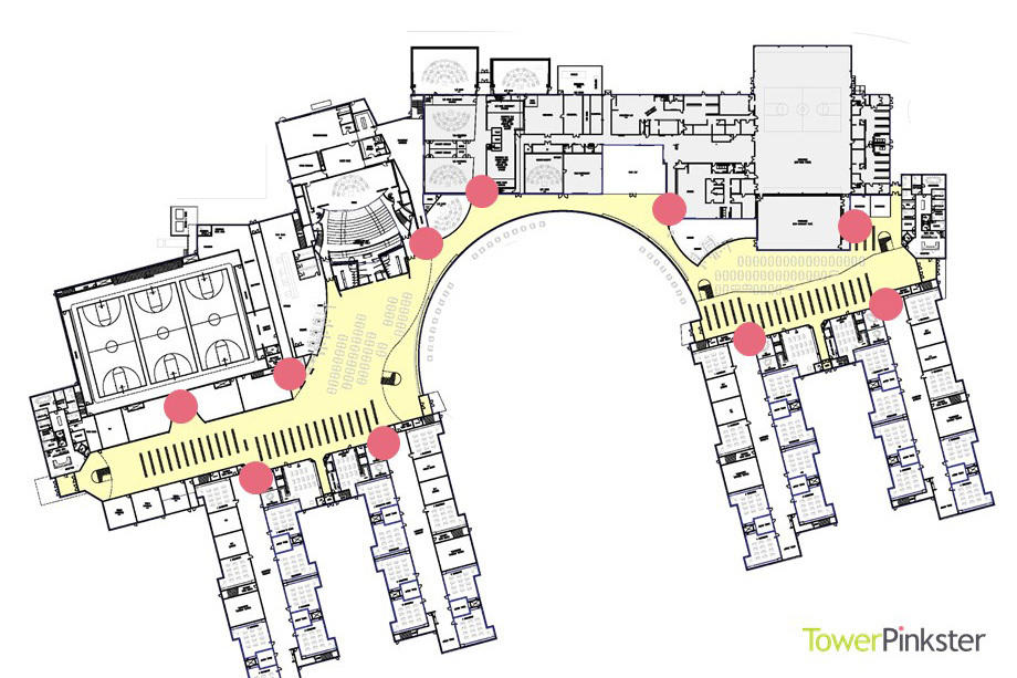 Architectural sketch for a school safety redesign from Michigan-based firm TowerPinkster.