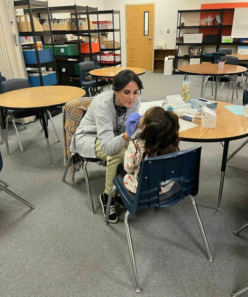 Healthy Communities Coalition executive director Wendy Madson says mobile dental clinics in Lyon County, Nevada, help reach young students whose parents might otherwise lack the means or insurance to schedule regular visits.