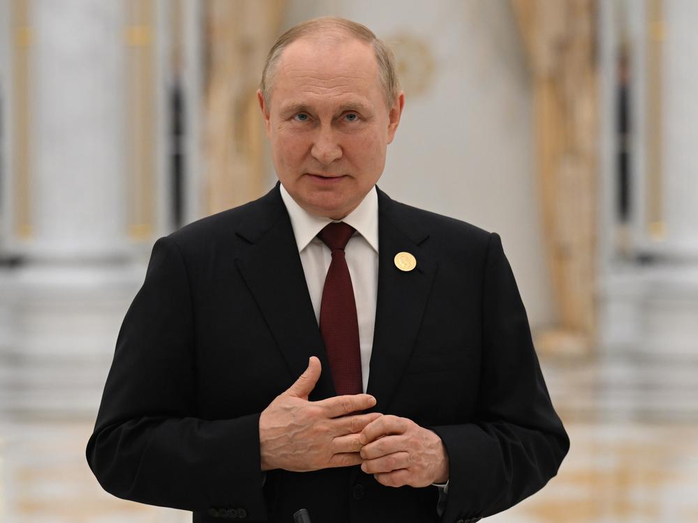 Russian President Vladimir Putin speaks to the media after a summit in Ashgabat, Turkmenistan, on June 30, 2022. Putin traveled to Crimea to mark the ninth anniversary of the Black Sea peninsula's annexation from Ukraine on Saturday.