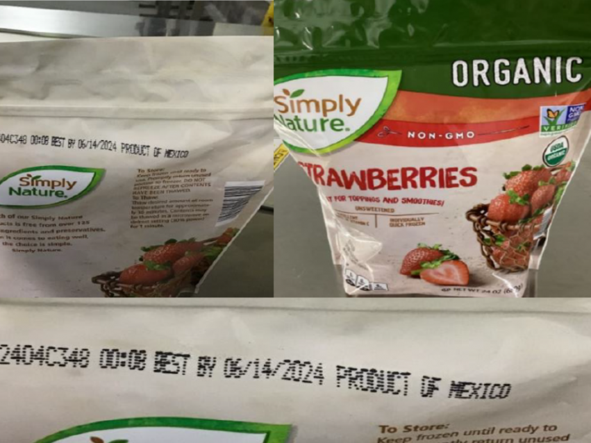 A frozen organic strawberry product subject to the recalls is pictured in a photo provided by the FDA.