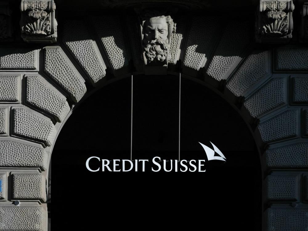 The sign and logo of Credit Suisse bank is seen at their headquarters in Zurich on March 20, 2023. Credit Suisse, a troubled lender that was caught up in a global banking storm, was taken over by rival UBS on Sunday.