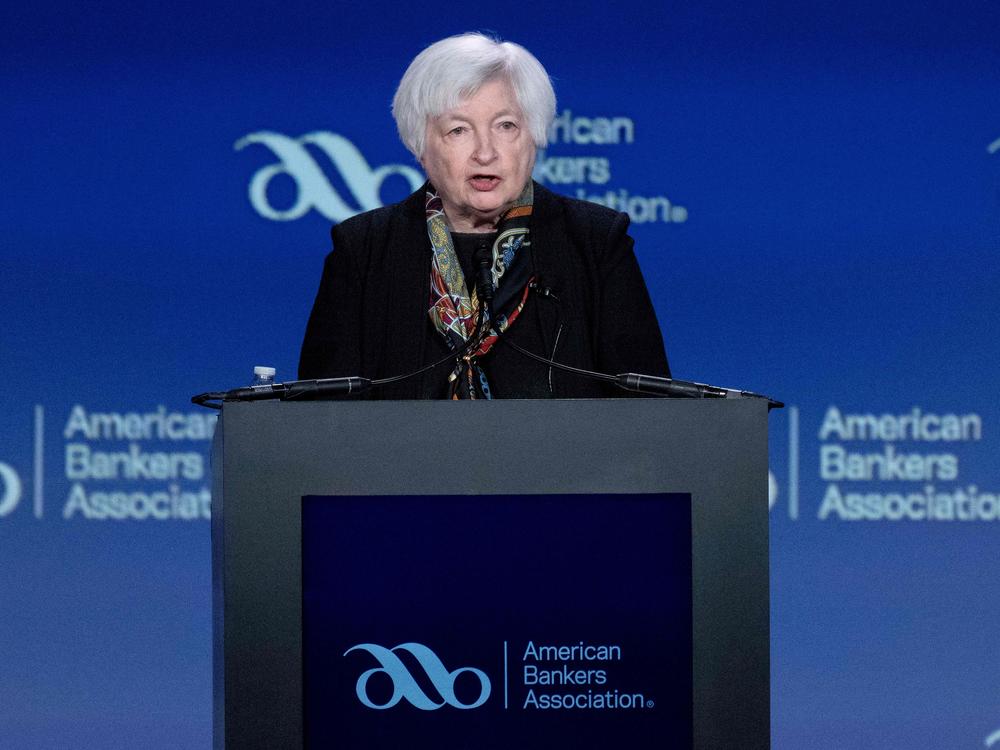 Treasury Secretary Janet Yellen said that depositors at small banks could be eligible for the same kind of protection extended to customers at two regional banks that failed this month. Yellen made the remarks at a speech she delivered to the American Bankers Association on March 21, 2023.