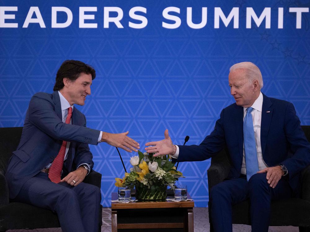 President Biden meets with Canadian Prime Minister Justin Trudeau in Mexico City during the North American Leaders' Summit in January.