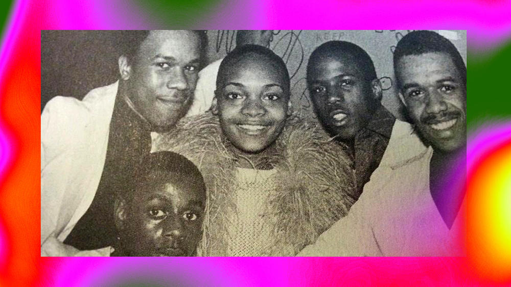 Sha-Rock with the other members of the Funky 4 + 1 on the Sugar Hill Records tour, 1981.