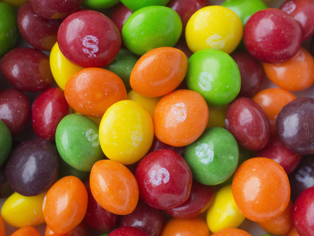 This June 1, 2016, file photo shows Skittles in New York.