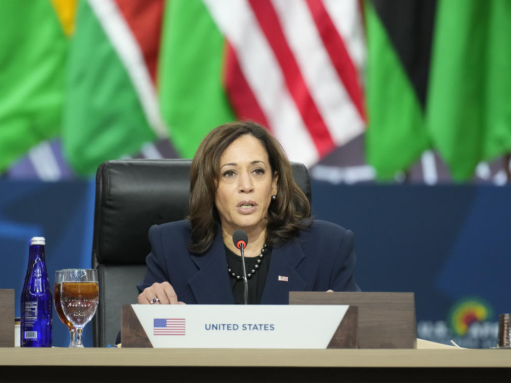 Vice President Harris speaks during the U.S. Africa Leaders Summit in Washington on Dec. 15, 2022.