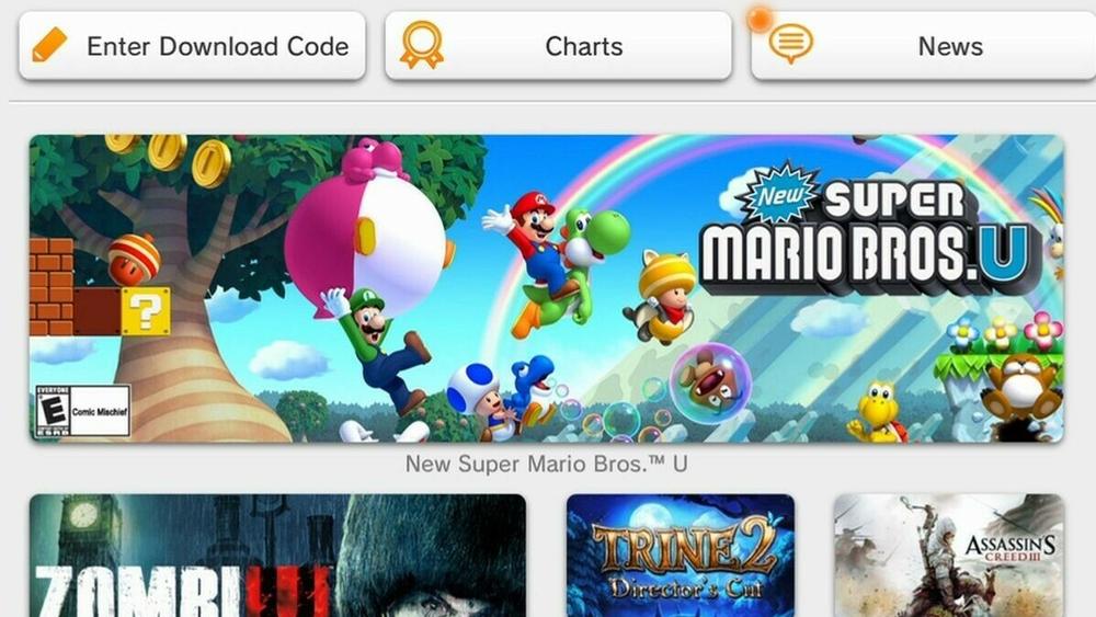 The Wii U's storefront, which will soon go offline.