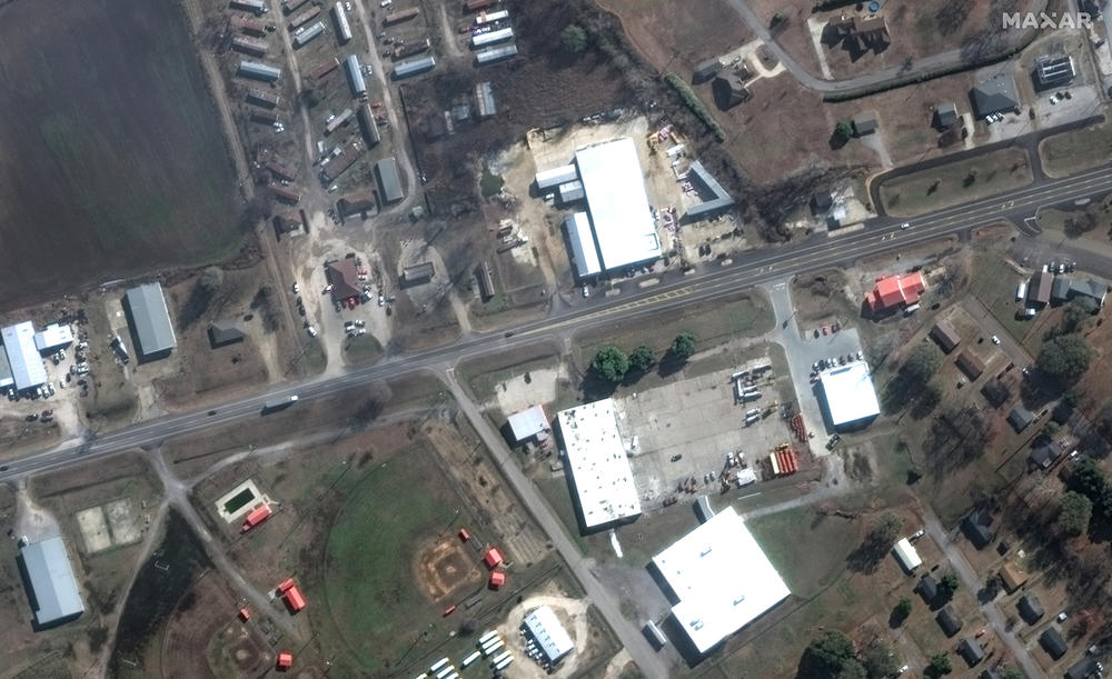 BEFORE: Businesses and homes near Blues Highway, Rolling Fork, Miss. in Dec. 27, 2022.