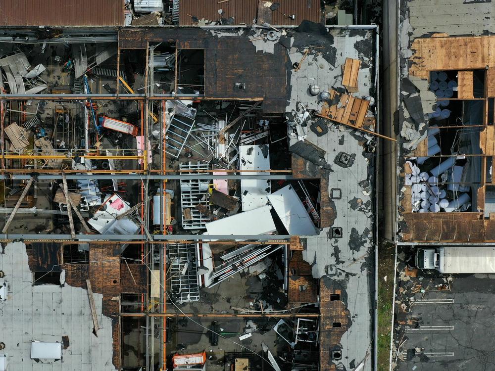 A rare and powerful tornado tore through Los Angeles County, Calif., last week, damaging buildings like this one in the city of Montebello.