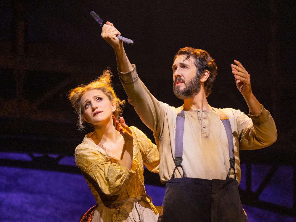 Annaleigh Ashford and Josh Groban in the 2023 Broadway production of<em> Sweeney Todd.</em>