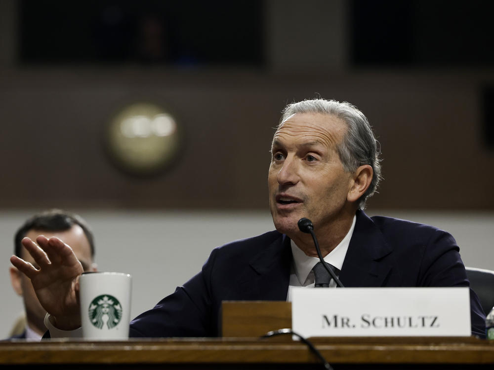 Former Starbucks CEO Howard Schultz testifies before the Senate Health, Education, Labor, and Pensions Committee on Capitol Hill on March 29, 2023