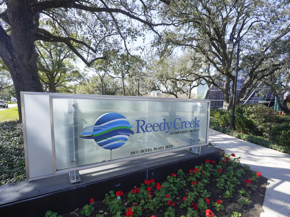 A sign near the entrance of the Reedy Creek Improvement District administration building is seen in early February.