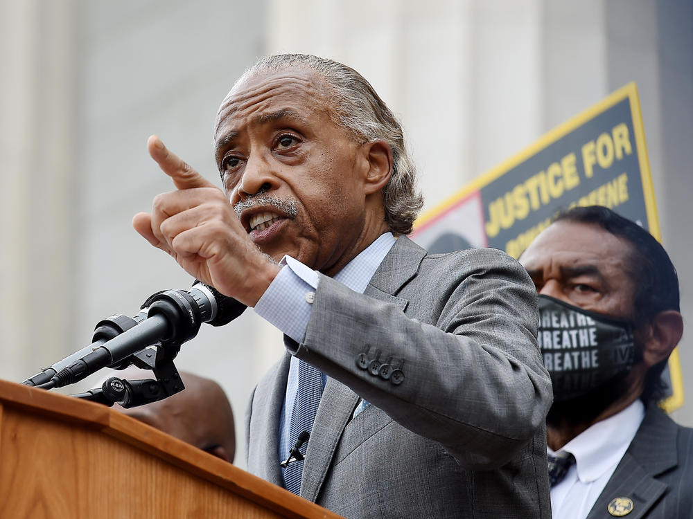 Rev. Al Sharpton speaks during the March on Washington at the Lincoln Memorial on August 28, 2020 in Washington, DC.