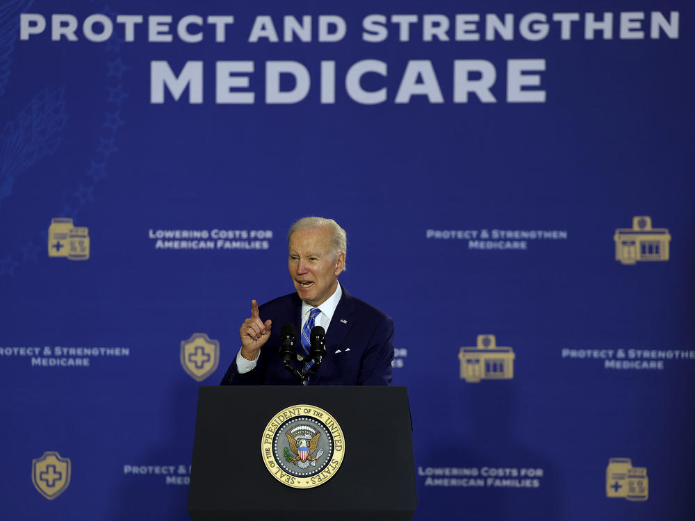 President Biden speaks during an event to discuss Social Security and Medicare held at the University of Tampa on Feb. 09, 2023 in Tampa, Florida. The Medicare trust fund, which supplements payments to hospitals and nursing homes, is running out of cash.