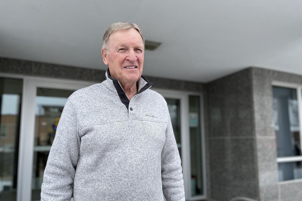 Commissioner Ron Jacobs, a retired civil servant, in front of the Malheur County commission in the small farming town of Vale, Oregon.